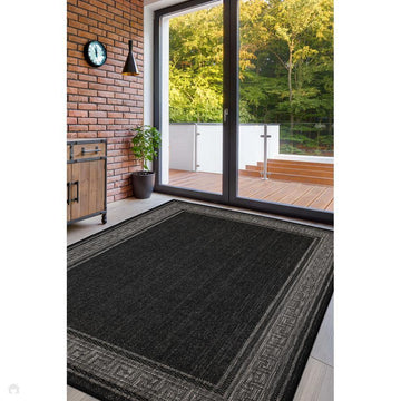 Flatweave Gel Greek Key Black Rug-Melrose-Rug Love - The Most Loved Rug Store